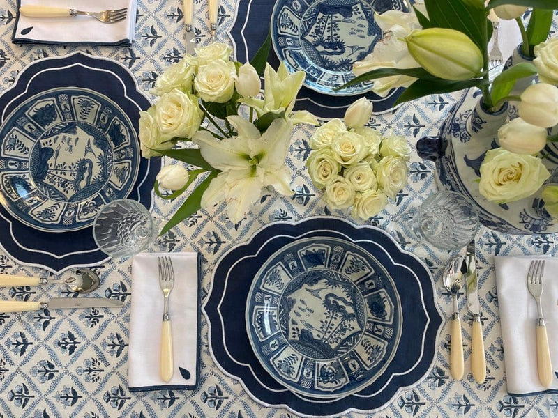 HMA DÉCOR Navy Pearl Oval placemat - set of 4