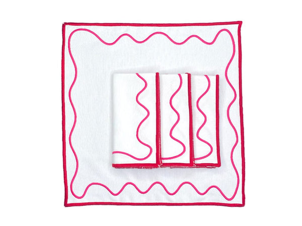 HMA DÉCOR Red and Pink Swirl Napkins - set of 4