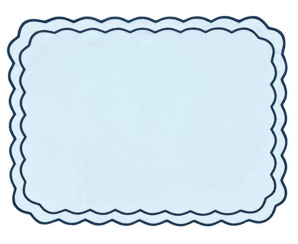HMA DÉCOR White and Navy Marigold Slim Placemat - set of 4