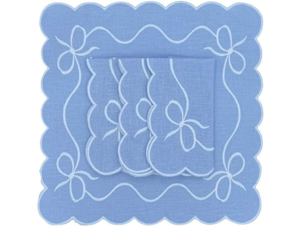 HMA DÉCOR Blue Bow napkins (set of 4)