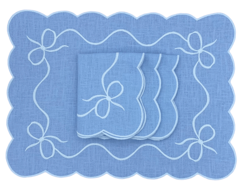 HMA DÉCOR Blue bow placemats (set of 4)