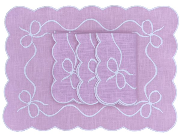 HMA DÉCOR Bow Pink Placemats (set of 4)