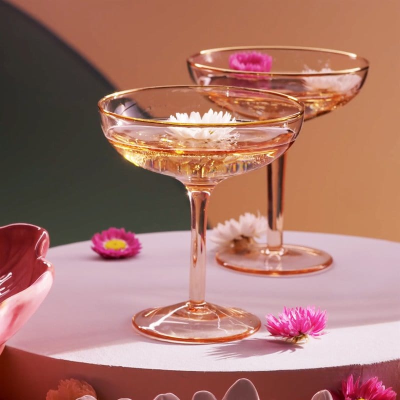 HMA DÉCOR Champagne Coupe Pink set of 2