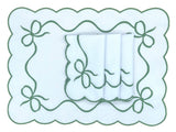 HMA DÉCOR Green Bow Linen Placemats (set of 4)
