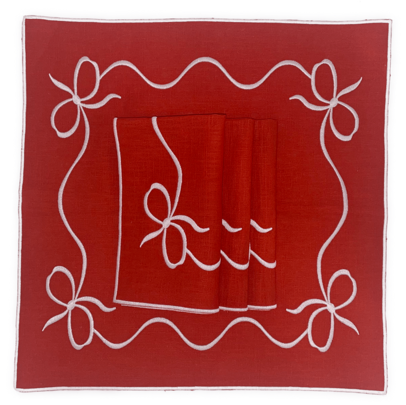 HMA DÉCOR Red bow straight napkins