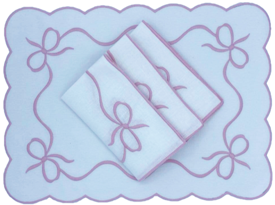 HMA DÉCOR White and Pink Bow Placemat (set of 4)