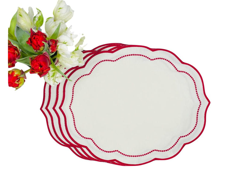 HMA DÉCOR White and Red Pearl placemats (set of 4)