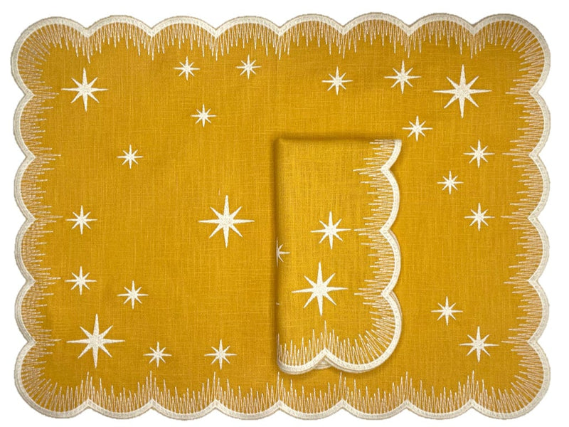 HMA DÉCOR Yellow Starlight Placemat and napkin (set of 8)